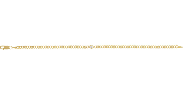 14K Gold Round Lab-Grown Diamond Bezel-Set Solitaire Curb Link Bracelet - view 2