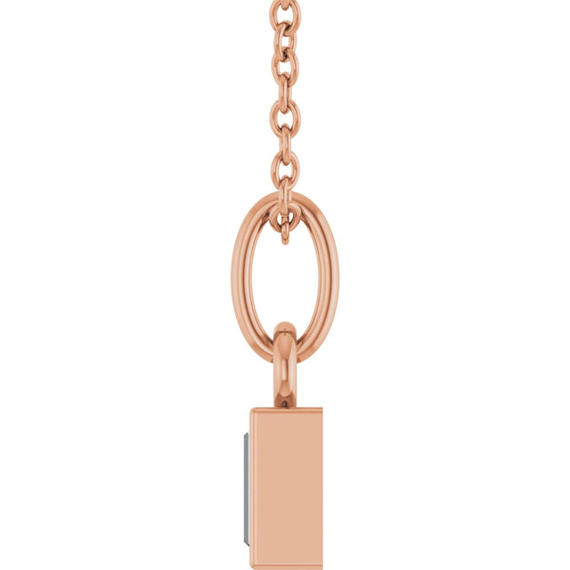 14K Gold Straight Baguette Natural Diamond Solitaire Necklace or Pendant – 5x2mm - Rose Gold - view 3