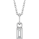 Platinum Straight Baguette Lab-Grown Diamond Solitaire Necklace or Pendant – 5x2mm