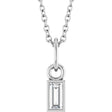 Platinum Straight Baguette Natural Diamond Solitaire Necklace or Pendant – 5x2mm