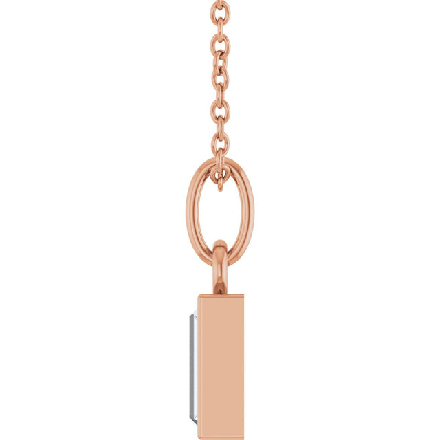 14K Gold Straight Baguette Natural Diamond Solitaire Necklace or Pendant – 5x2mm - Rose Gold - view 3