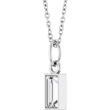 Platinum Straight Baguette Lab-Grown Diamond Solitaire Necklace or Pendant – 5x2mm