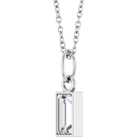 Platinum Straight Baguette Lab-Grown Diamond Solitaire Necklace or Pendant – 5x2mm