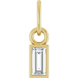 14K Gold Straight Baguette Natural Diamond Solitaire Necklace or Pendant - Yellow Gold