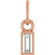 14K Gold Straight Baguette Lab-Grown Diamond Solitaire Necklace or Pendant - Rose Gold