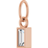 14K Gold Straight Baguette Lab-Grown Diamond Solitaire Necklace or Pendant - Rose Gold - view 2