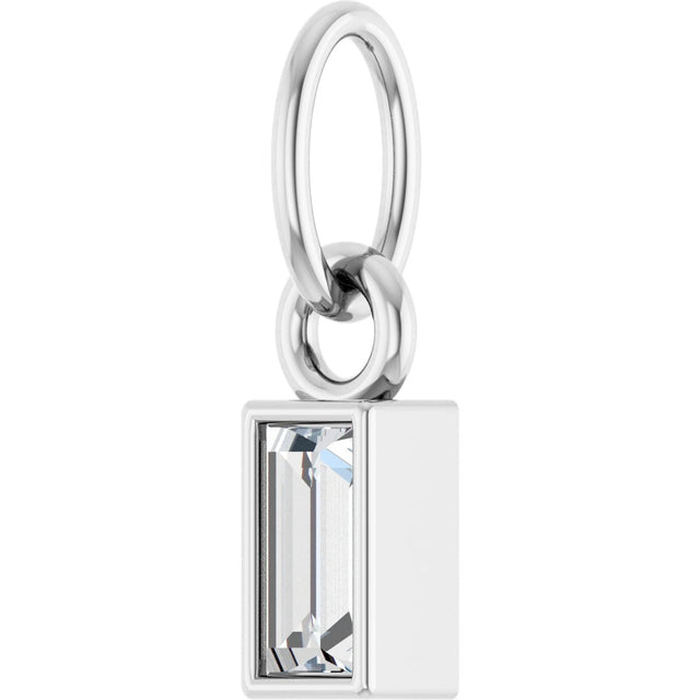 Platinum Straight Baguette Lab-Grown Diamond Solitaire Necklace or Pendant - view 2