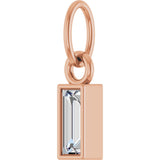 14K Gold Straight Baguette Natural Diamond Solitaire Necklace or Pendant - Rose Gold - view 2