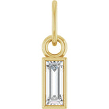 14K Gold Straight Baguette Lab-Grown Diamond Solitaire Necklace or Pendant - Yellow Gold