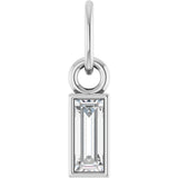 14K Gold Straight Baguette Lab-Grown Diamond Solitaire Necklace or Pendant - White Gold