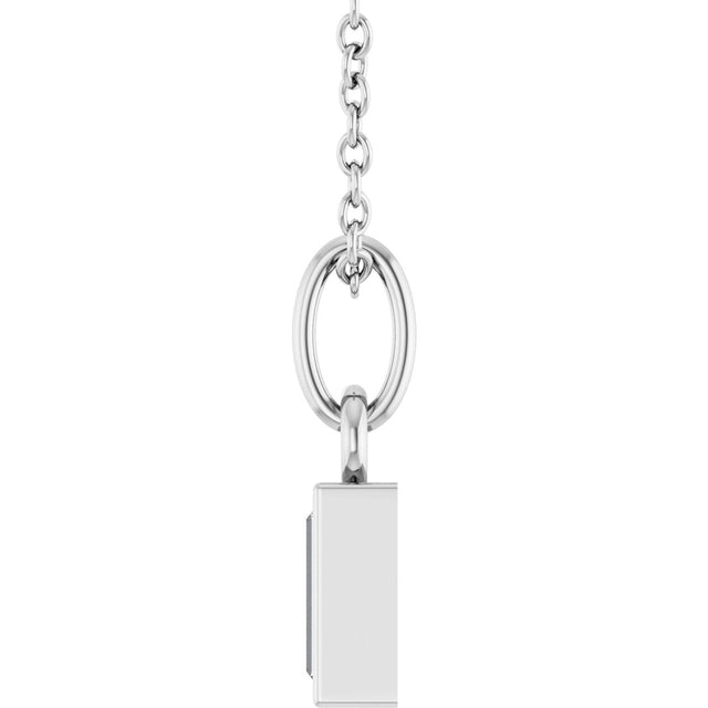 Platinum Straight Baguette Natural Diamond Solitaire Necklace or Pendant – 5x2mm - view 3