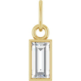 14K Gold Straight Baguette Natural Diamond Solitaire Necklace or Pendant - Yellow Gold