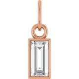 14K Gold Straight Baguette Lab-Grown Diamond Solitaire Necklace or Pendant - Rose Gold