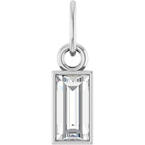 Platinum Straight Baguette Natural Diamond Solitaire Necklace or Pendant