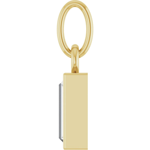 14K Gold Straight Baguette Natural Diamond Solitaire Necklace or Pendant - Yellow Gold - view 3