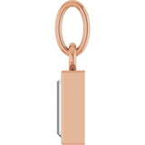 14K Gold Straight Baguette Natural Diamond Solitaire Necklace or Pendant - Rose Gold - view 3