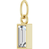 14K Gold Straight Baguette Lab-Grown Diamond Solitaire Necklace or Pendant - Yellow Gold