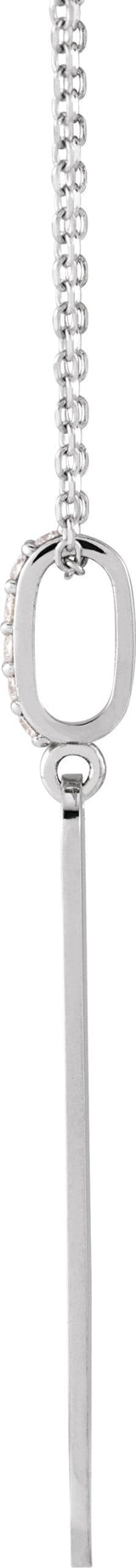 Platinum Round Natural Diamond Engravable Bar Necklace - view 2