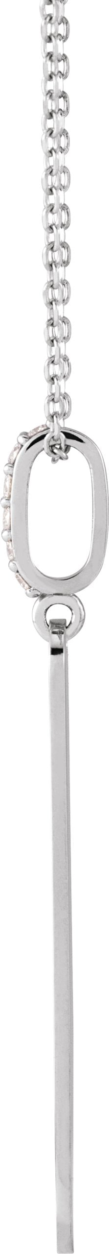 14K Gold Round Natural Diamond Engravable Bar Necklace – 0.05 CTW - White Gold - view 2