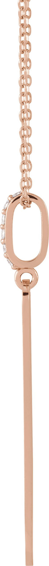 14K Gold Round Natural Diamond Engravable Bar Necklace – 0.05 CTW - Rose Gold - view 2