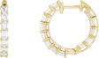 14K Gold Emerald Lab-Grown Diamond Inside-Outside Hoop Earrings - Yellow Gold