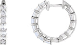 14K Gold Emerald Lab-Grown Diamond Inside-Outside Hoop Earrings - White Gold