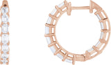 14K Gold Emerald Lab-Grown Diamond Inside-Outside Hoop Earrings - Rose Gold