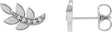 Platinum Round Natural Diamond Accented Leaf Earrings