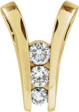 14K Gold Round Natural Diamond Three-Stone Slide Pendant - Yellow Gold