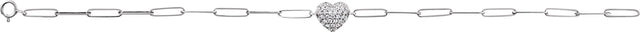 14K Gold Round Natural Diamond Accented Heart Paperclip-Style Bracelet - White Gold - view 2