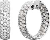 18K Gold Round Natural Diamond Pavé-Style Inside-Outside Hinged Hoop Earrings II - view 2