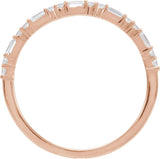 14K Gold Straight Baguette Natural Diamond Accented Stackable Ring – 1/5 CTW - Rose Gold - view 2