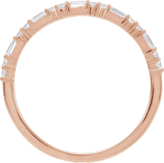 14K Gold Straight Baguette Natural Diamond Accented Stackable Ring – 1/5 CTW - Rose Gold - view 2