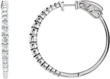 14K Gold Round Lab-Grown Diamond Accented Graduated Hoop Earrings - White Gold