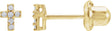 14K Gold Round Natural Diamond Accented Cross Inverness® Piercing Stud Earrings