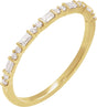 14K Gold Straight Baguette Natural Diamond Accented Stackable Ring – 1/5 CTW - Yellow Gold