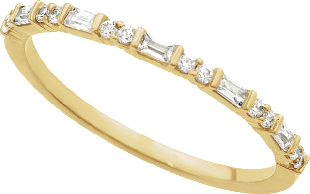 14K Gold Straight Baguette Natural Diamond Accented Stackable Ring – 1/5 CTW - Yellow Gold - view 4