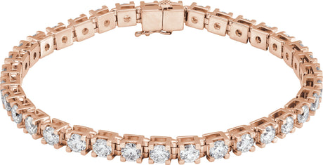 14K Gold Round Lab-Grown Diamond Line Bracelet – 1.4-4.25mm Stones - Rose Gold