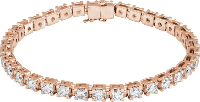 14K Gold Round Lab-Grown Diamond Line Bracelet – 1.4-4.25mm Stones - Rose Gold
