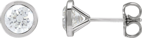 14K Gold Lab-Grown Diamond Round Bezel-Set Cocktail-Style Stud Earrings - White Gold