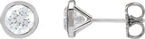 14K Gold Natural Diamond Round Bezel-Set Cocktail-Style Stud Earrings - White Gold