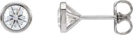 14K Gold Lab-Grown Diamond Round Bezel-Set Cocktail-Style Stud Earrings - White Gold