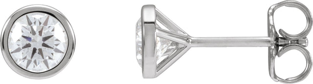 Platinum Natural Diamond Round Bezel-Set Cocktail-Style Stud Earrings