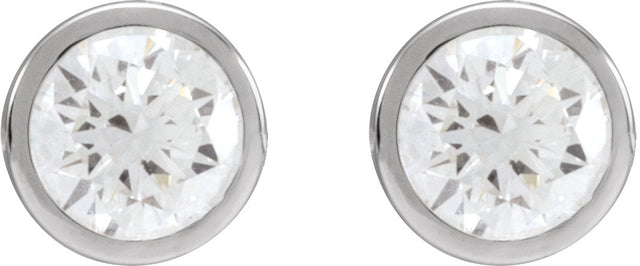 14K Gold Lab-Grown Diamond Round Bezel-Set Cocktail-Style Stud Earrings - White Gold - view 2