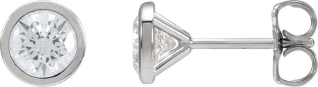 14K Gold Lab-Grown Diamond Round Bezel-Set Cocktail-Style Stud Earrings - White Gold