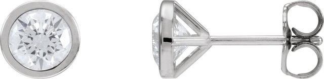 Platinum Natural Diamond Round Bezel-Set Cocktail-Style Stud Earrings