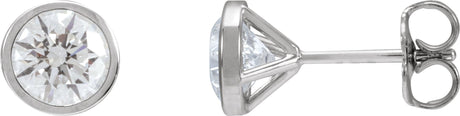 14K Gold Lab-Grown Diamond Round Bezel-Set Cocktail-Style Stud Earrings - White Gold