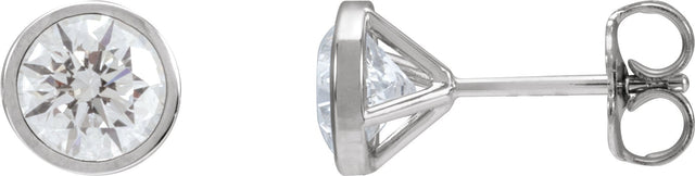 14K Gold Natural Diamond Round Bezel-Set Cocktail-Style Stud Earrings - White Gold