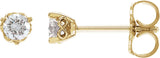 14K Gold Natural Diamond Round 3-Prong Infinity-Inspired Stud Earrings - Yellow Gold
