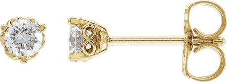 14K Gold Lab-Grown Diamond Round 3-Prong Infinity-Inspired Stud Earrings - Yellow Gold